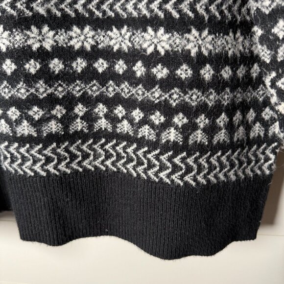 Lou & Grey Size L Fair Isle Long-Sleeved Mock Turtleneck Pullover Black & White - Picture 5 of 8